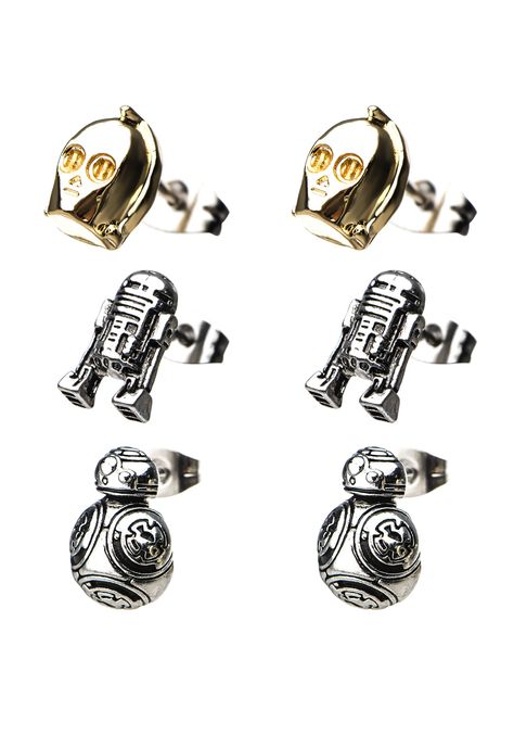 This great Star Wars droid stud earring set is now available at Fun.com ⭐️The Kessel Runway ⭐️ Star Wars fashion ⭐️ Geek Fashion ⭐️ Star Wars Style ⭐️ Geek Chic ⭐️ Star Wars Earrings, Star Wars Jewelry, Star Wars Fashion, Star Wars Droids, Geek Jewelry, Bb 8, R2 D2, Mom Jewelry, Star Wars Episodes