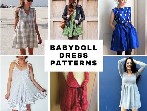 Baby Doll Dress Pattern, Diy Babydoll Dress, Diy Ruffle Sleeve, Diy Babydoll, Cami Dress Pattern, Babydoll Dress Pattern, Dress Patterns For Women, Hello Sewing, Smock Dress Pattern