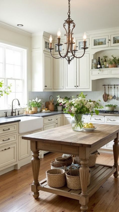 Modern Victorian Home Decor, French Countryside Kitchen, Rustic French Country Kitchen, 2025 Kitchen, French Country Crafts, French Country Kitchen Ideas, French Country Kitchen Designs, Farm Style Kitchen, Countryside Kitchen