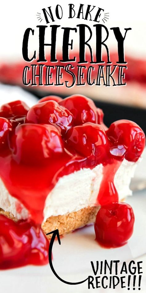 Keebler Cheesecake Recipe, Easy No Bake Cherry Cheesecake, Easy Cheesecake Filling, Cherry Cheesecake Bars, Cheesecake Cherry, No Bake Cheesecake Filling, Cherry Cheesecake Recipe, Cheesecake Easy, No Bake Cherry Cheesecake