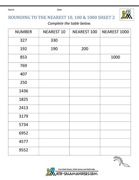 Rounding Numbers Activities, First Grade Reading Games, Rounding Activities, Rounding Worksheets, Rounding Whole Numbers, Numbers Activities, 3rd Grade Fractions, Rounding Numbers, Free Printable Math Worksheets