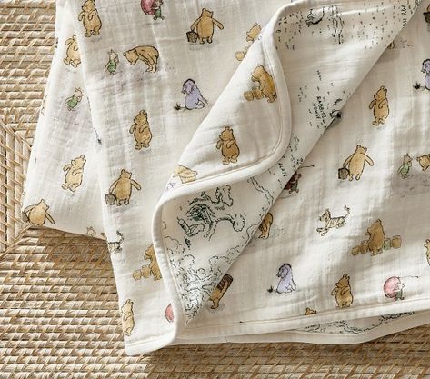 Winnie The Pooh: Crib Bedding & Decor | Pottery Barn Kids Winnie The Pooh Newborn Outfit, Winnie The Pooh Nursery Rug, Winnie The Pooh Nursery Colorful, Hundred Acre Woods Nursery Vintage, Crotchet Baby Blankets, Classic Pooh Bear Nursery, Baby Nursery Ideas Winnie The Pooh, Old Winnie The Pooh Nursery, Hundred Acre Wood Nursery