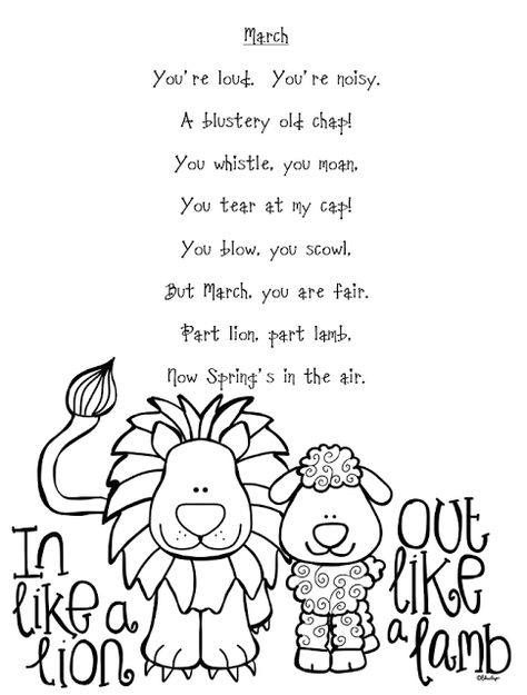 My name is Barbara and Grade ONEderful is a blog for first grade teachers. I share lots of book reviews, lesson ideas and freebies. I also love to make clipart for teachers. March Poems Beautiful, March Lesson Plans, March Preschool, Kindergarten Poems, Lamb Craft, March Lessons, Lion And The Lamb, Spring Poem, Lion Lamb