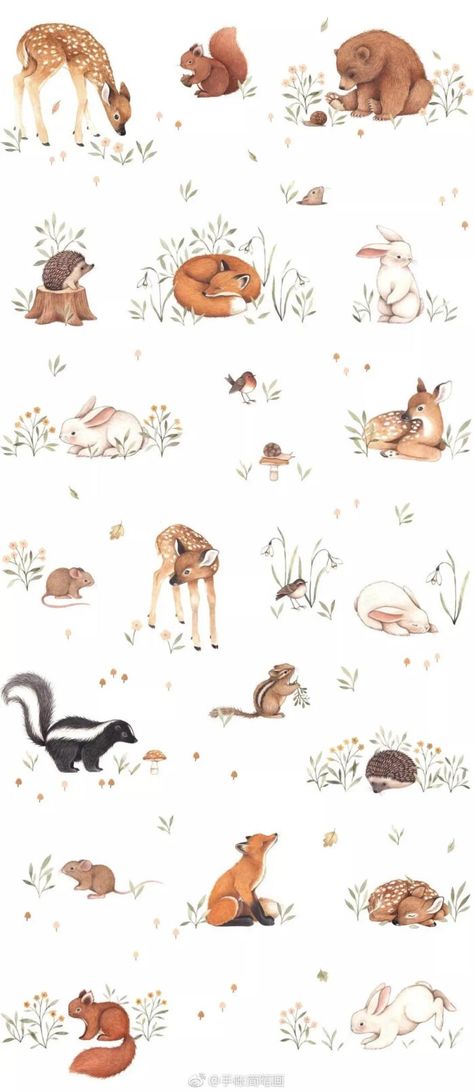 Art Mignon, Woodland Creatures, 귀여운 동물, Woodland Animals, Cute Illustration, Animal Illustration, 그림 그리기, Animal Drawings, Painting & Drawing