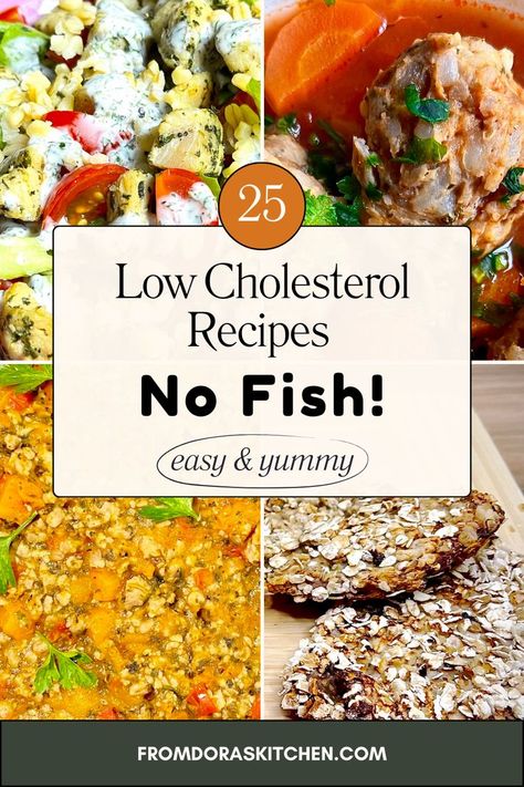 Looking for low cholesterol recipes no fish that are perfect for a low calorie diet? These low cholesterol recipes are not only delicious but also budget-friendly! Whether you're cooking for yourself or with a loved one, try these low calorie recipes for 2 that are easy to make and full of flavor. Enjoy healthy meals with these low cholesterol recipes on a budget that you'll want to make over and over again! Low Sugar Low Cholesterol Diet, Foods For High Cholesterol Diet Plans, Low Cholesterol Crockpot Recipes, Low Colestoral Lunch Ideas, Easy Low Cholesterol Meals Dinners, Foods For Low Cholesterol, Low Colestoral Food Recipes Dinner, No Cholesterol Recipes, Low Chloresterol Meals