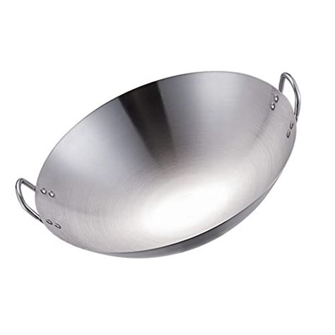 Tofficu Wok Pan Wok Pan Stainless Steel Wok Double Ear Wok Pot Binaural Metal Wok Non- Stick Kitchen Wok Deep Frying Pan for Stir- Fry Grilling Woks & Stir-Fry Pans Cooking Pot Stir Fry On The Grill, Drunken Master, Carbon Steel Wok, Wok Pan, Induction Stove Top, Wok Cooking, Deep Frying Pan, Cookware Set Stainless Steel, Deep Frying