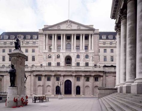 The imposing edifice of the Bank of England still dominates the City of London as not only the nation’s central bank, but one of our most fascinating and important landmarks. Bank Of England, England And Scotland, London City, Beautiful Architecture, The Bank, United Kingdom, Favorite Places, Street View, England