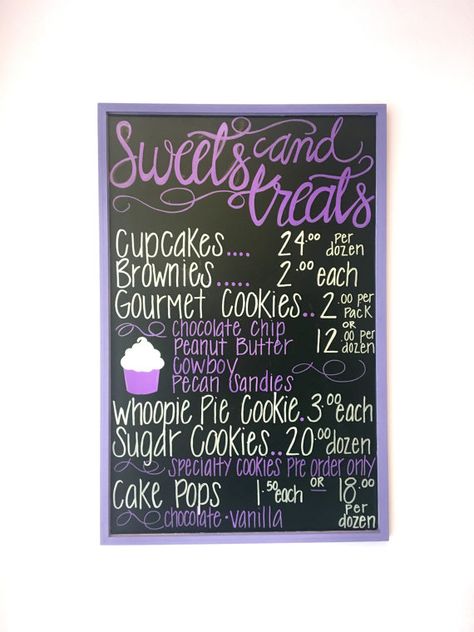 Dessert Chalkboard Sign, Bakery Chalkboard Signs, Bakery Signs Ideas, Store Chalkboard Sign, Sourdough Business, Screen Printing Room, Bakery Chalkboard, Business Chalkboard, Bake Sale Sign