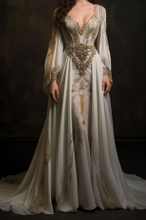 Classy Fantasy Outfit, Fantasy Aesthetic Dress, Medieval Fantasy Dress Princesses, Medival Dresses Aesthetic, Mystical Dresses Fairytale, Fantasy Formal Wear, Dornish Dress, Fairytale Dress Medieval, Etheral Dress