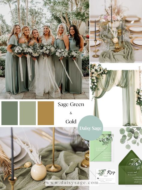 sage green and gold wedding decor idea Green And Gold Wedding Decor, Sage Green And Gold Wedding, Sage Green Wedding Invitations, Sweetheart Table Flowers, Sage Green And Gold, Green And Gold Wedding, Clear Wedding Invitations, Wedding Color Pallet, Gold Wedding Colors