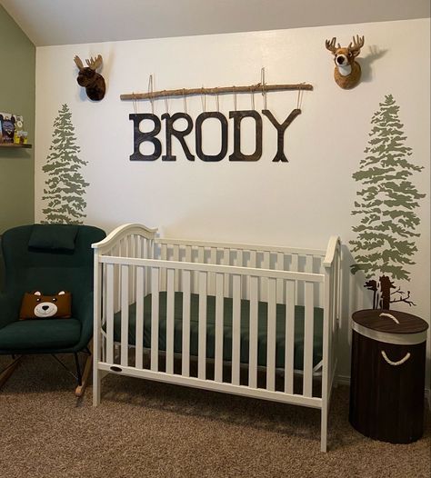 Boy Hunting Nursery, Magical Kids Room, Baby Boy Hunting, Rustic Boy Nursery, Baby Boy Room Themes, Western Nursery, Boy Nursery Themes, Baby Mobile Felt, Outdoor Nursery