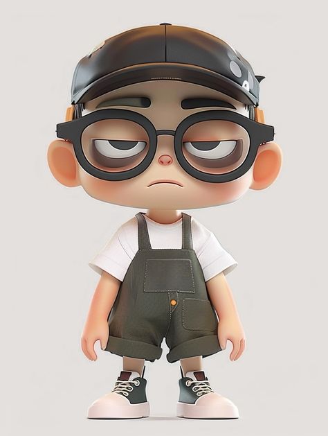 Image showcase guided by ThetaCursed, License: CC BY-NC 4.0 Boy With Glasses, Small Character, Illustration Ideas, Cartoon Boy, Pop Mart, Arte Inspo, A Cartoon, 3d Illustration, Art Toy