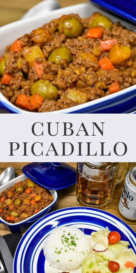 Cuban Picadillo Recipe, Cuban Dinner, Cuban Picadillo, Picadillo Recipe, Cuban Dishes, Boricua Recipes, Cuban Cuisine, Cuban Food, Dinner Meal