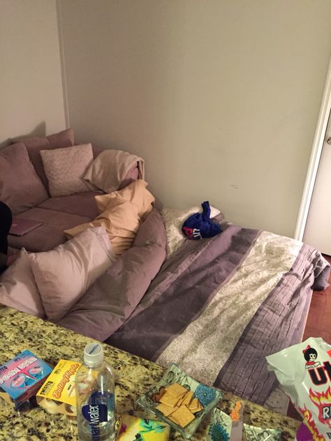 Snuggle fest! Air mattress in living room as a bed! Mattress In Living Room, Air Mattress Movie Night, Sleepover Snacks, Sleepover Beds, Mattress Couch, Living Room On A Budget, Air Mattress, Group Activities, Kotatsu Table