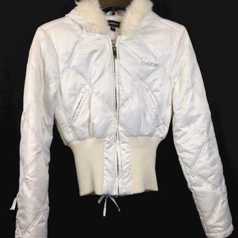 White Quilted Jacket, Mcbling Fashion, White Puffer Jacket, White Puffer, Clothing Pieces, 2000s Fashion Outfits, Adidas Outfit, Trailer Park, White Fur