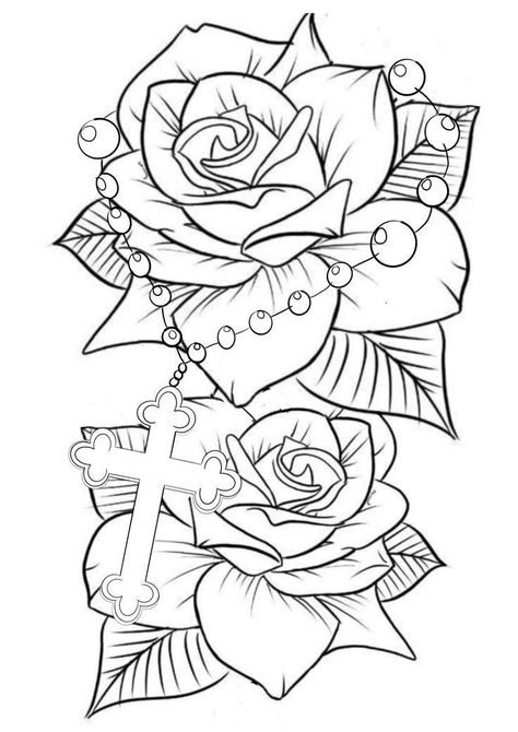 Floral Rosary Tattoo, Tattoo Designs Drawings, Sleeve Tattoo Designs, Desenho Tom E Jerry, Rose Drawing Tattoo, Flower Tattoo Drawings, Cool Tattoo Drawings, Hand Tattoos For Girls, Full Sleeve Tattoo Design