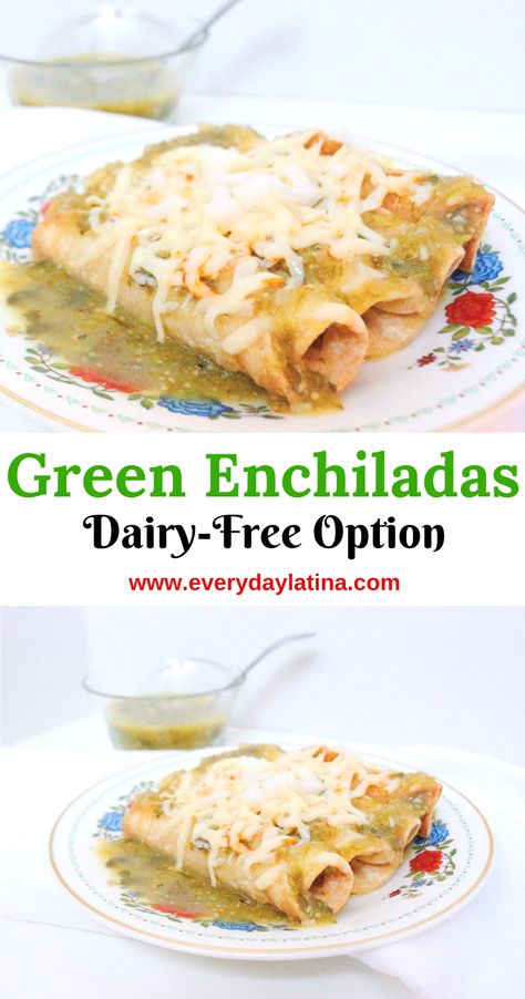 Green Chili Chicken Enchiladas Dairy Free, White Chicken Enchiladas Dairy Free, Gluten Free Dairy Free Chicken Enchiladas, Non Dairy Chicken Enchiladas, Gf Df Enchiladas, Dairy Free Burritos, Non Dairy Enchiladas, Gluten Free Dairy Free Enchiladas, Dairy Free Enchiladas Chicken