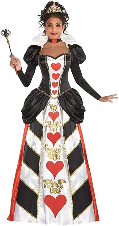 AmazonSmile: Amscan 8401703 Red Queen Costume Set - Extra Large Size: Clothing Queens Dress, Red Queen Costume, Queen Of Hearts Alice, Queen Of Hearts Costume, Alice In Wonderland Costume, Queen Costume, Halloween Costume Shop, Black Peplum, Halloween Fancy Dress