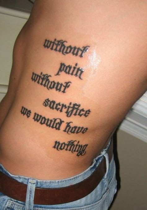 Effort Tattoo, Tattoo Word Ideas, All Or Nothing Tattoo, Over The Knee Tattoo, The Knee Tattoo, Half Sleeve Tattoo Stencils, Rib Tattoos For Guys, 30 Tattoo, Word Ideas