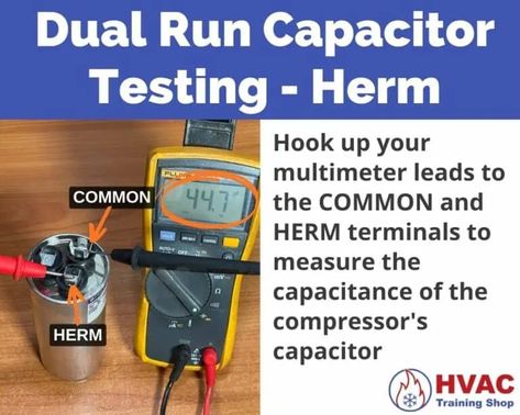 How to Test an AC Capacitor - The Complete Guide | HVAC Training Shop Ac Capacitor, Hvac Training, Cover Electrical Panel, Air Conditioner Repair, Electrical Panel, Ac Units, Ham Radio, Socket Set, Electrical Wiring