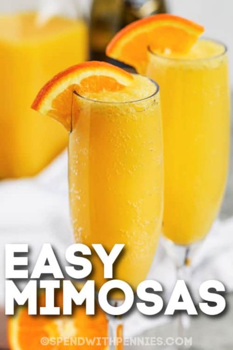 Mimosa Recipe For A Crowd, Mimosa Recipe With Prosecco, Mimosa Garnish Ideas, Best Champagne For Mimosas, Easy Mimosa Recipe, How To Make Mimosas, Easy Mimosa, Mimosa Glasses, Best Mimosa Recipe