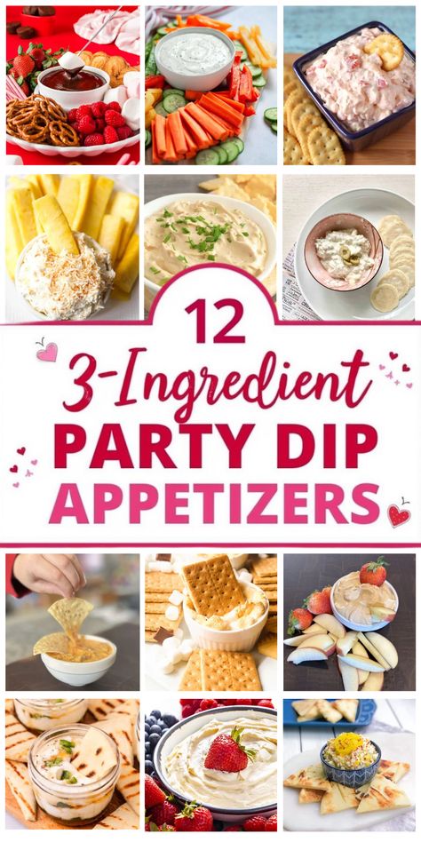 Hosting a party? These 12 easy 3-ingredient dips are quick, delicious, and perfect for any gathering! From Buffalo Chicken Dip to Creamy Pimento Cheese Dip, these best party dips bring big flavor with minimal effort!

✔️ Cold dip recipes & hot cheesy dips 🧀
✔️ Easy dips recipes ready in minutes ⏳
✔️ Dip ideas for parties with just 3 ingredients 🎉
✔️ Dips and appetizers (easy & fun!) for game nights & holidays!

Save these quick dips as your best appetizer idea, and make hosting effortless! 🍽️✨ Dips And Appetizers Easy, Creamy Pimento Cheese, Best Party Dips, Quick Dips, Dips To Make, Quick Snack Ideas, Party Appetizer Dips, Dips Easy, Cheesy Dips