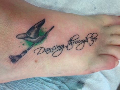 Broadway Inspired Tattoos, Broadway Tattoo Ideas, Defy Gravity Tattoo, Wicked The Musical Tattoo, Wicked Musical Tattoo Ideas, Musical Theater Tattoos, Elphaba Tattoo, Wicked Tattoos Musical, Musical Theatre Tattoo