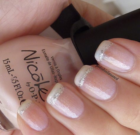 girly french manicure2 French Gel Manicure With Sparkle, Glittery French Tip Nails, French Manicure With Glitter, French Nails With Glitter, Sparkly French Tip, Sparkly French Manicure, Sparkle French Manicure, Sparkly French Tip Nails, French Manicure Gel Nails