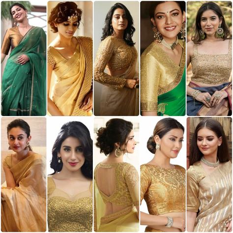 Golden Colour Blouse Design | Golden Blouse Design | Golden Blouse With Golden Saree Ideas | Blouse Golden Color Blouse Designs, Golden Blouse Designs Pattern Style, Golden Blouse Designs Latest, Golden Colour Blouse Design, Gold Colour Blouse Designs, Golden Saree With Contrast Blouse, Golden Colour Combination, Golden Saree Blouse Designs, Golden Blouse Design