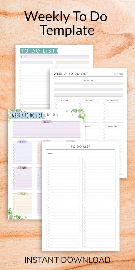 Weekly To Do List Template, To Do Template, Free To Do List, To Do List Weekly, Weekly Planner Print, To Do List Template, Free Planner Templates, Weekly To Do List, To Do List Notebook