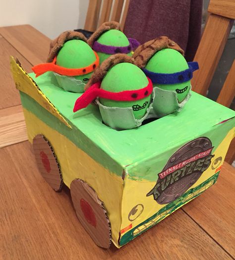 My son's Teenage Mutant Ninja Turtle, decorate an egg competition entry! #turtles #Easter #EasterCrafts Ninja Turtle Easter Basket Ideas, Boiled Egg Competition Ideas, Egg Scene Ideas, Easter Egg Competition Ideas Schools, Decorate An Egg Competition, Easter Egg Decorating Contest, Easter Egg Design Ideas, Egg Decorating Competition, Egg Competition Ideas