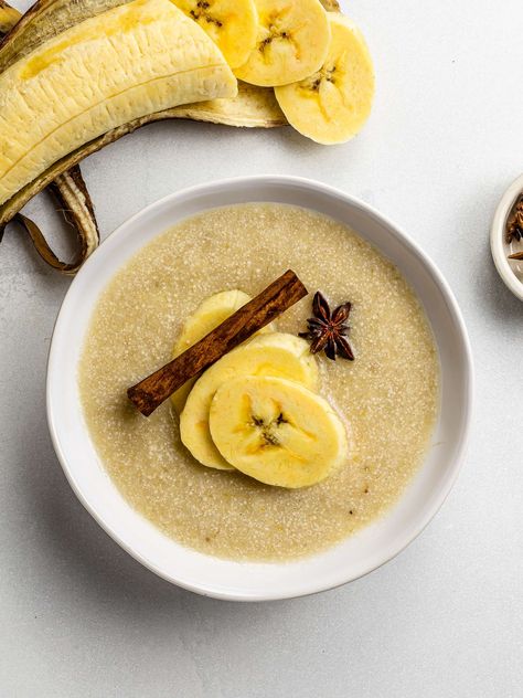 Haitian Plantain Porridge (Labouyi Bannann) | Foodaciously Haitian Breakfast, Creamy Porridge, Plantain Porridge, Cinnamon Healthy, Coconut Milk Drink, Autoimmune Protocol Recipes, Cooking Bananas, Plantain Recipes, Soy Free Recipes