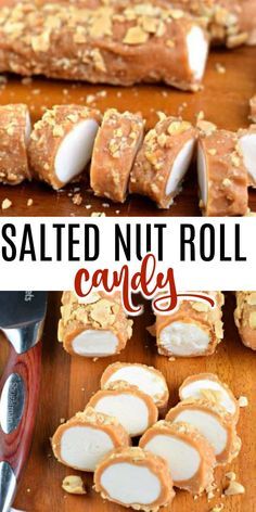 Nut Candy Recipes, Easy Christmas Treats For Gifts, Salted Nut Roll, Salted Nut Rolls, Nut Roll Recipe, Candy Bar Recipe, Nut Roll, Nut Rolls, Salted Nuts