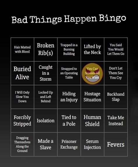 let's play a fun game - "bad things happen" with your OCs Bad Things Happen Bingo, Your Oc After A Corruption Arc Template, Sick Prompts, Whump Prompts, Fanfic Prompts, Alignment Charts, Funny Charts, Writing Inspiration Tips, Self Deprecating Humor