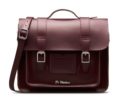 15" Leather satchel CHERRY RED AB004613 Dr Martens Store, Red Satchel, Red Handbags, Stylish Luggage, Dr Martens Womens, Handbag Satchel, Briefcase Women, Bags Online Shopping, Red Leather Handbags