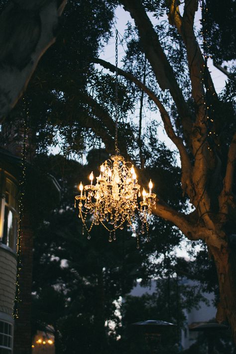 Outdoor Chandelier, Deco Originale, Event Lighting, Garden And Yard, My Dream Home, A Tree, Secret Garden, Outdoor Dining, A House