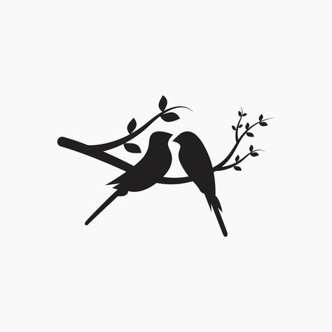 Love Bird Silhouette, Birds On The Wire, Love Birds Tattoo Design, Love Bird Tattoo, Friend Signs, Two Birds On A Wire, Couple Birds, Birds Couple, Birds On Wire