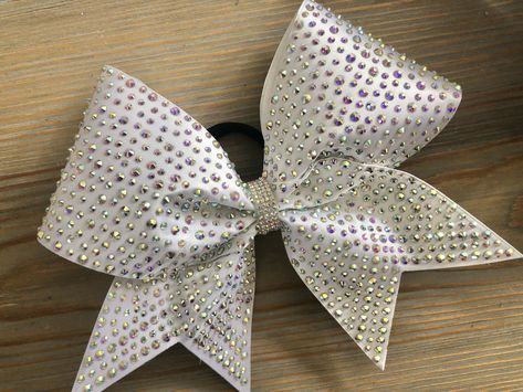 Competition Bows, Bling Bows, Cheer Bow, Cheer Team, Peinados Fáciles Para Cabello Corto, Rhinestone Bow, Cheer Bows, White Satin, Shop Policies