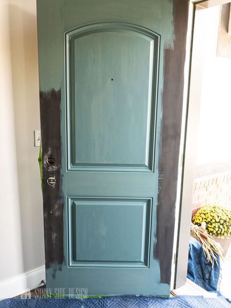 How to Paint a Front Door | Like a Pro | Sunny Side Design Painting The Inside Of Your Front Door, Cheap Curb Appeal, Painting French Doors, Painted French Doors, Painted Exterior Doors, Side Design, Red Door, Exterior Door, Exterior Doors