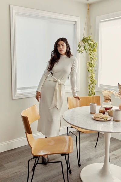 What To Wear For A Zoom Job Interview Jade Dress, High Neck Midi Dress, Fall Lookbook, Take It Off, Dress Cream, Dress With Tie, Cream Dress, Sustainable Clothing, Just The Way