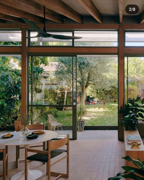 Aussie Homes, Terracotta Tile Floor, Structural System, Green Terrazzo, California Bungalow, Suburban House, Steel Windows, Timber Beams, Melbourne House