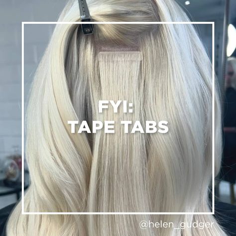 blonde tape hair with injection tape tab showing.  copy reads FYI Tape Tabs Diy Tape In Hair Extensions, Tape Hair Extensions, Quick Hair, Best Brushes, Tape In Extensions, Tape In Hair Extensions, Quick Hairstyles, Diy Hair, Hair Extension