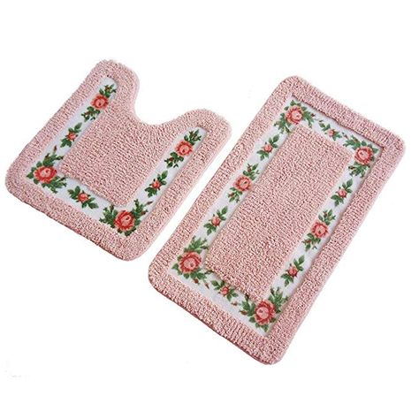 Hello Kitty Apartment, Pink Amazon Finds, Bathroom Wishlist, Bathroom Vision Board, Rose Bathroom, Amazon Bathroom, Pink Bath Mat, Rugs Pink, Kitschy Decor