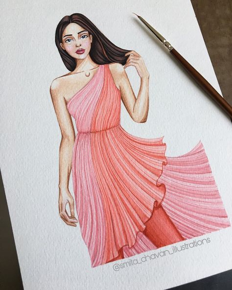 @smita_chavan_illustrations shared a photo on Instagram: “Nothing attracts attention like red and pink combined 😉 ❤️💖 . . . . Totally loved to illustrate this amazing summer outfit for…” • May 12, 2020 at 7:07am UTC Radiation Fashion Illustration, Illustration Dress, Flower Dress Art, Fashion Illustration Poses, Fashion Illustrations Techniques, Design Sketchbook, Dress Art, Fashion Design Sketchbook, Art Dress