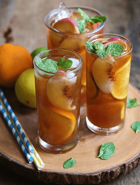 yum. National Iced Tea Day, Peach Kitchen, Making Iced Tea, Peach Syrup, Peach Ice Tea, Fruit Juices, Citrus Juice, Peach Tea, Fruit Tea