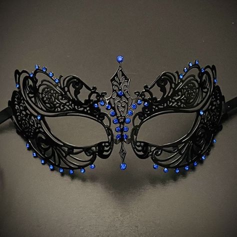 Royal Blue Mask Masquerade Ball, Masquerade Ball Gowns Elegant With Mask Black, Blue And Black Masquerade Mask, Royal Blue And Black Hair, Masquerade Prom Dress Blue, Navy Masquerade Mask, Royal Blue Masquerade Dress, Masquerade Ball Gowns Blue, Dark Blue Masquerade Dress