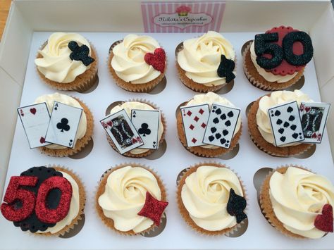 Casino Themed Cupcakes Casino Theme Cupcakes, Casino Cupcakes, Prom Food, Bingo Casino, Casino Birthday, Christmas Comics, Card Party, Food Appetizers, Poker Night