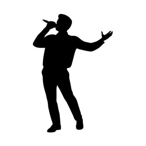 Man Holding Microphone, Singing Silhouette, Singer Silhouette, Holding Microphone, Shadow Drawing, Happy Man, Diy Resin Art, Psd Icon, Making Music