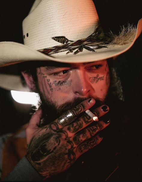 Post Malone Cowboy, Post Malone Country, Post Malone Video, Horrible Tattoos, Post Malone Wallpaper, Master Tattoo, Fake Skin, Hat Aesthetic, Love Post