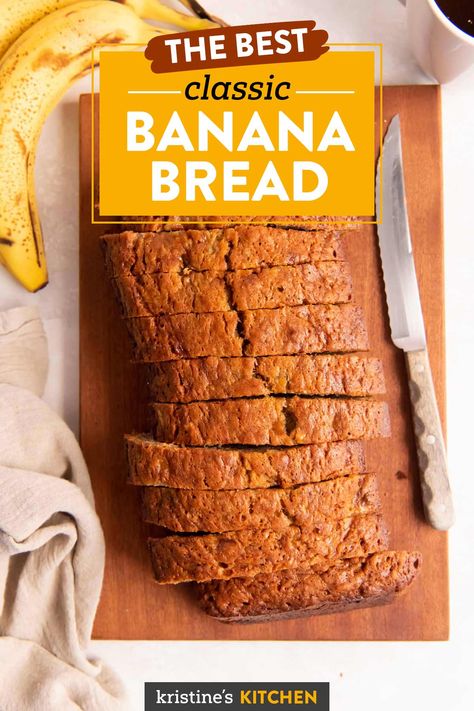 The BEST moist banana bread recipe! This easy banana bread is full of rich banana flavor. Make classic banana bread or add nuts or chocolate chips. Rich Banana Bread Recipe, Best Moist Banana Bread Recipe, Best Moist Banana Bread, Homemade Banana Bread Recipe, Rich Banana Bread, Best Banana Bread Recipe, Classic Banana Bread, Banana Bread Recipe Moist, Homemade Banana Bread